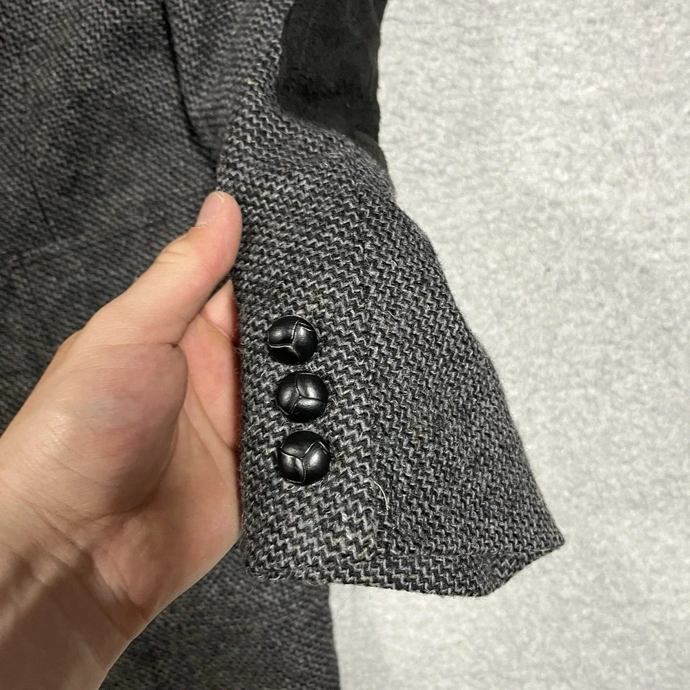 Vintage Pendleton Blazer Mens 42 Long Gray Button Micro Herringbone Wool Suede